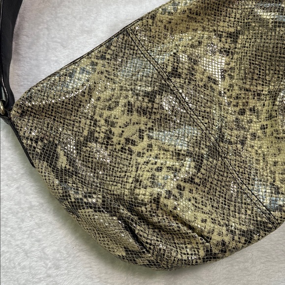 Lambskin Snakeskin Animal Print Slouchy Hobo Bag Leather Shoulder Bag Glam - Picture 4 of 12